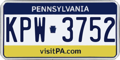 PA license plate KPW3752