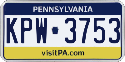 PA license plate KPW3753
