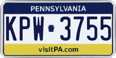 PA license plate KPW3755