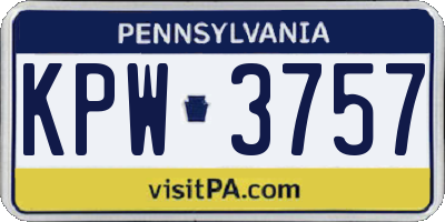 PA license plate KPW3757