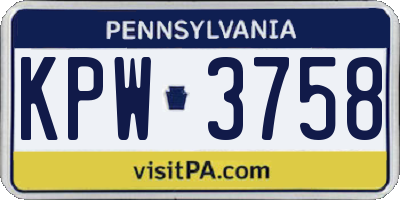 PA license plate KPW3758