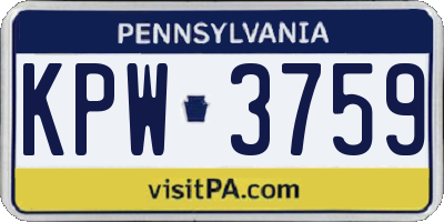 PA license plate KPW3759