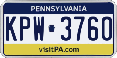 PA license plate KPW3760