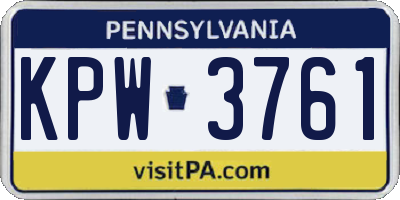 PA license plate KPW3761