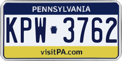 PA license plate KPW3762
