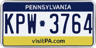 PA license plate KPW3764
