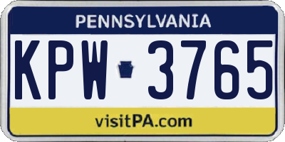 PA license plate KPW3765