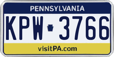 PA license plate KPW3766