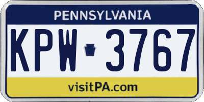 PA license plate KPW3767