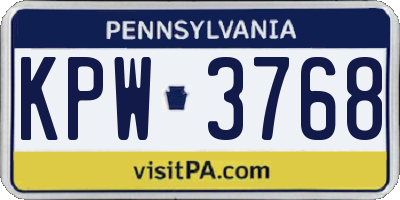 PA license plate KPW3768
