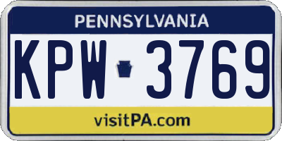 PA license plate KPW3769