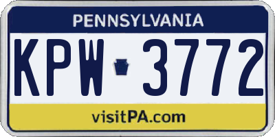 PA license plate KPW3772
