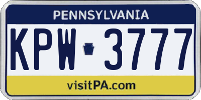 PA license plate KPW3777
