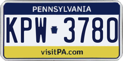 PA license plate KPW3780