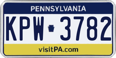 PA license plate KPW3782