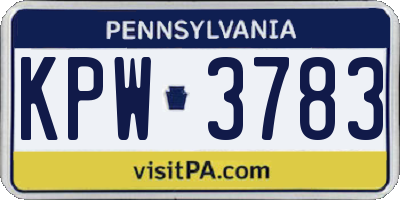 PA license plate KPW3783