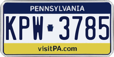 PA license plate KPW3785