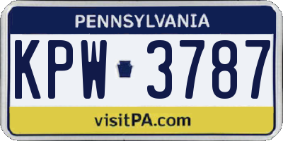 PA license plate KPW3787