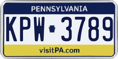 PA license plate KPW3789