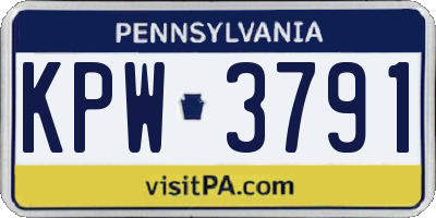 PA license plate KPW3791