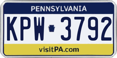 PA license plate KPW3792