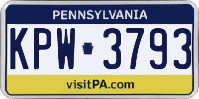 PA license plate KPW3793
