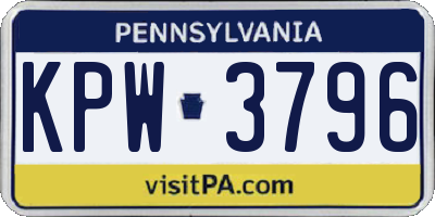 PA license plate KPW3796