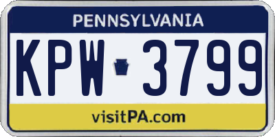 PA license plate KPW3799