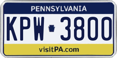 PA license plate KPW3800