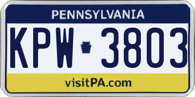 PA license plate KPW3803