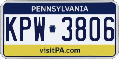 PA license plate KPW3806
