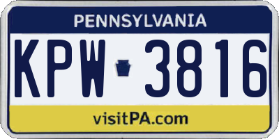 PA license plate KPW3816