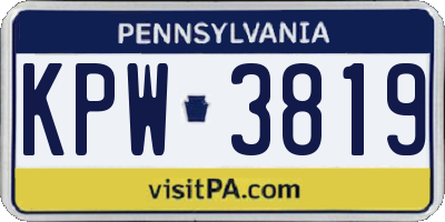 PA license plate KPW3819