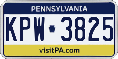 PA license plate KPW3825