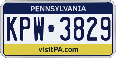 PA license plate KPW3829