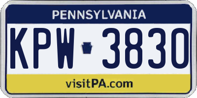 PA license plate KPW3830
