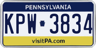 PA license plate KPW3834