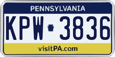 PA license plate KPW3836