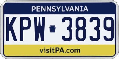 PA license plate KPW3839