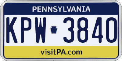 PA license plate KPW3840