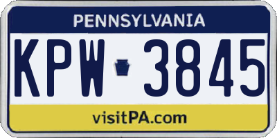 PA license plate KPW3845