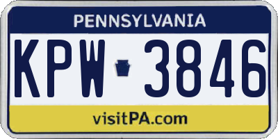 PA license plate KPW3846