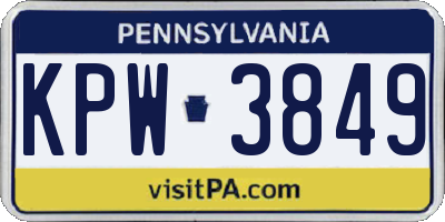 PA license plate KPW3849