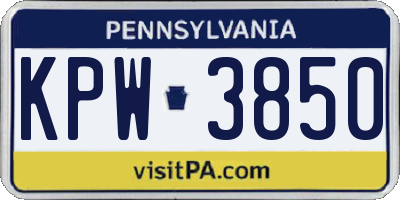 PA license plate KPW3850