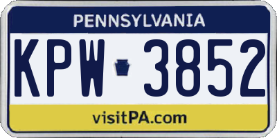 PA license plate KPW3852