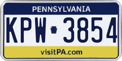 PA license plate KPW3854