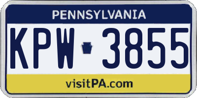 PA license plate KPW3855