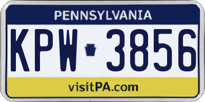 PA license plate KPW3856
