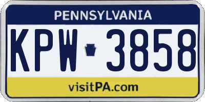 PA license plate KPW3858