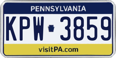 PA license plate KPW3859